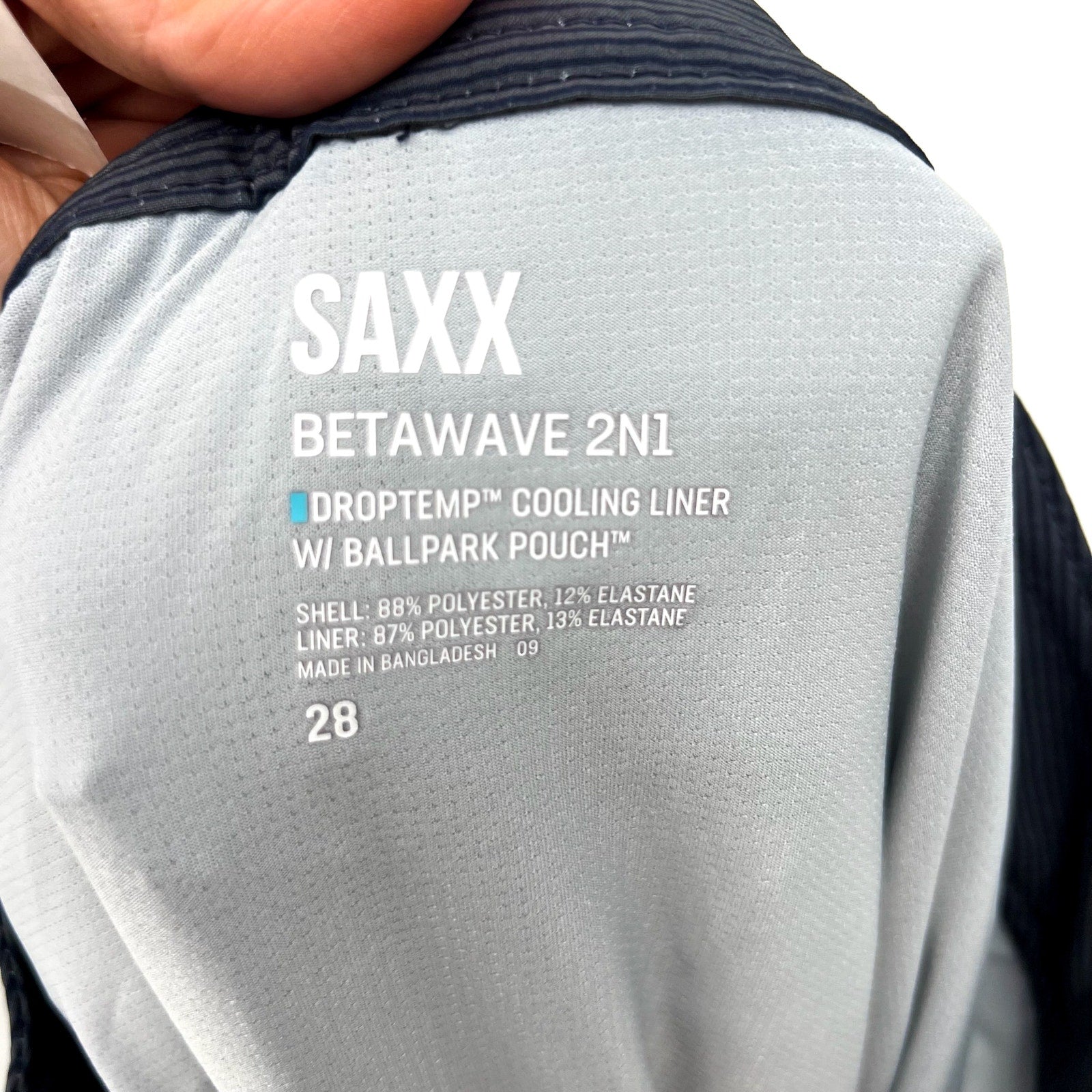 SAXX Betawave 2n1 Swim Board Shorts Size 28 Blue Stripe 7" Inseam Liner NWT