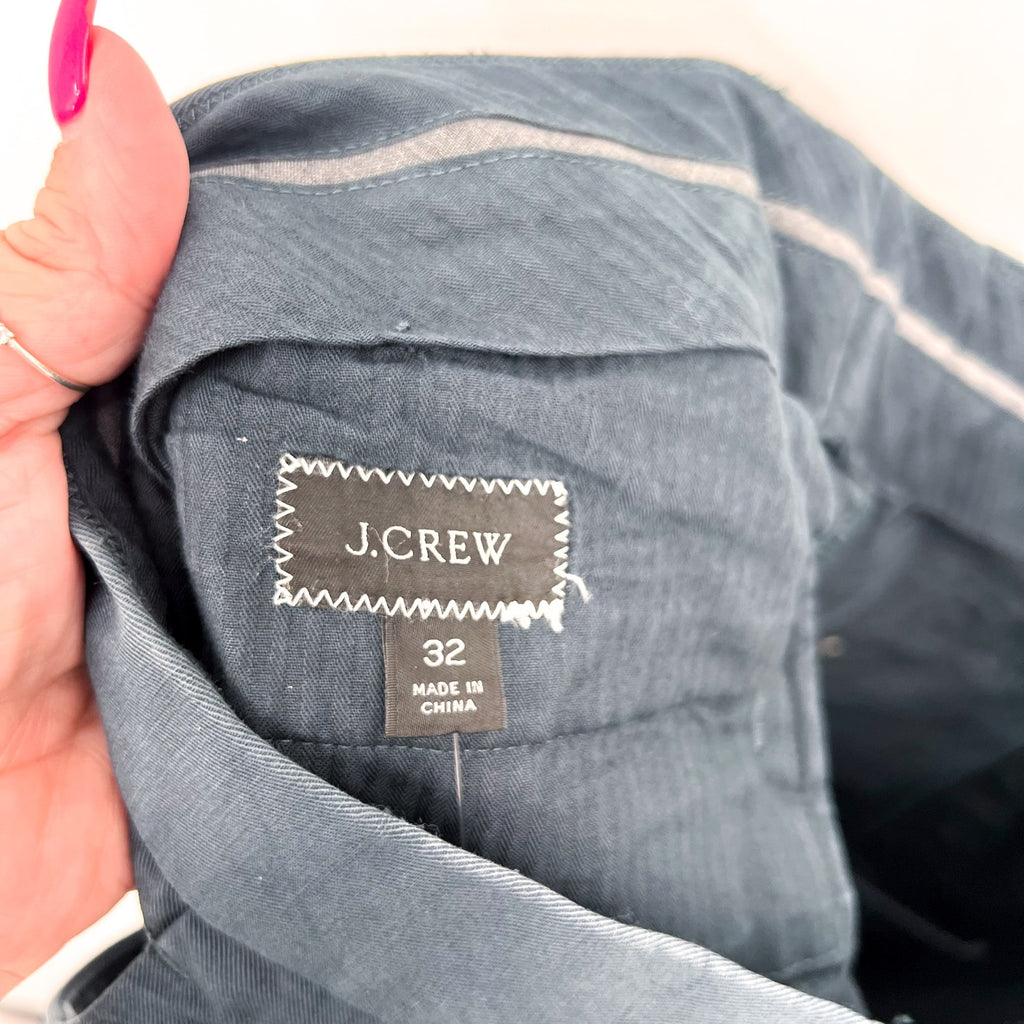 J.CREW Men's Chino Suit Pants 32x30 Blue Cotton-Linen Blend Slim Fit AX271 NWT