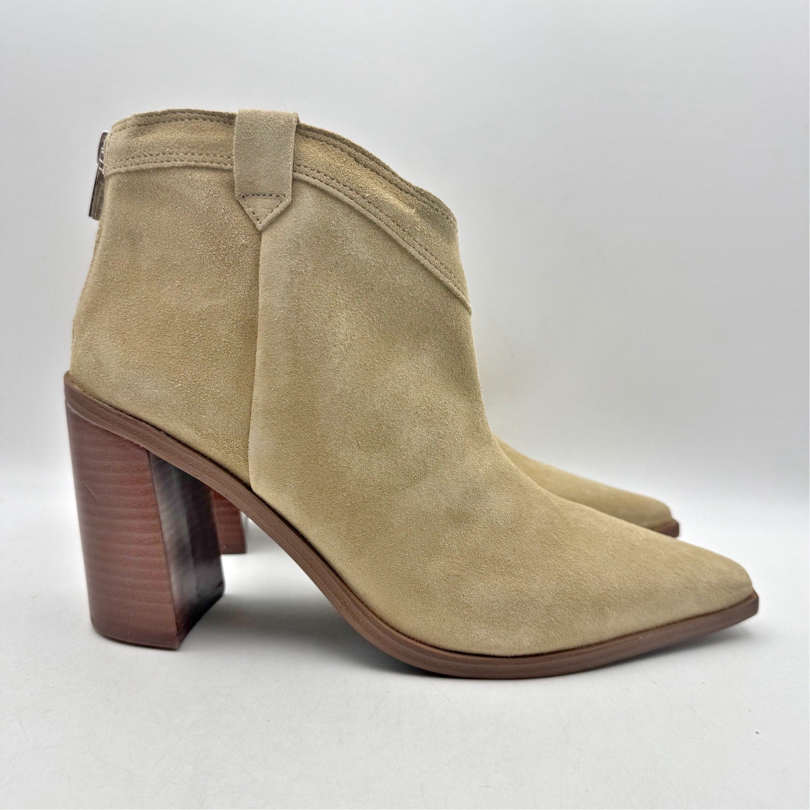 Vince Camuto Womens Wellinda Ankle Bootie Size 11 Tan Suede Heel Ankle Boot NWOB