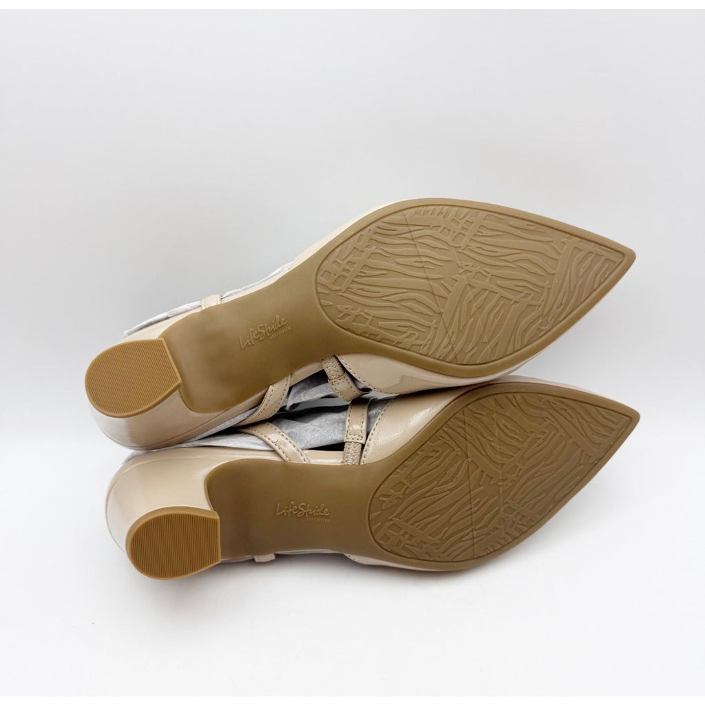 LifeStride Womens Minimalist Pumps Size 10 Wide Taupe Shimmer Patent NIB