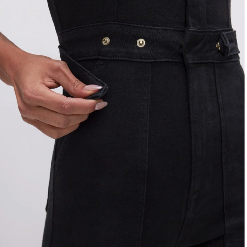 GOOD AMERICAN Women's Fit For Success Jumpsuit 1 Small Black Short Sleeve  NWT