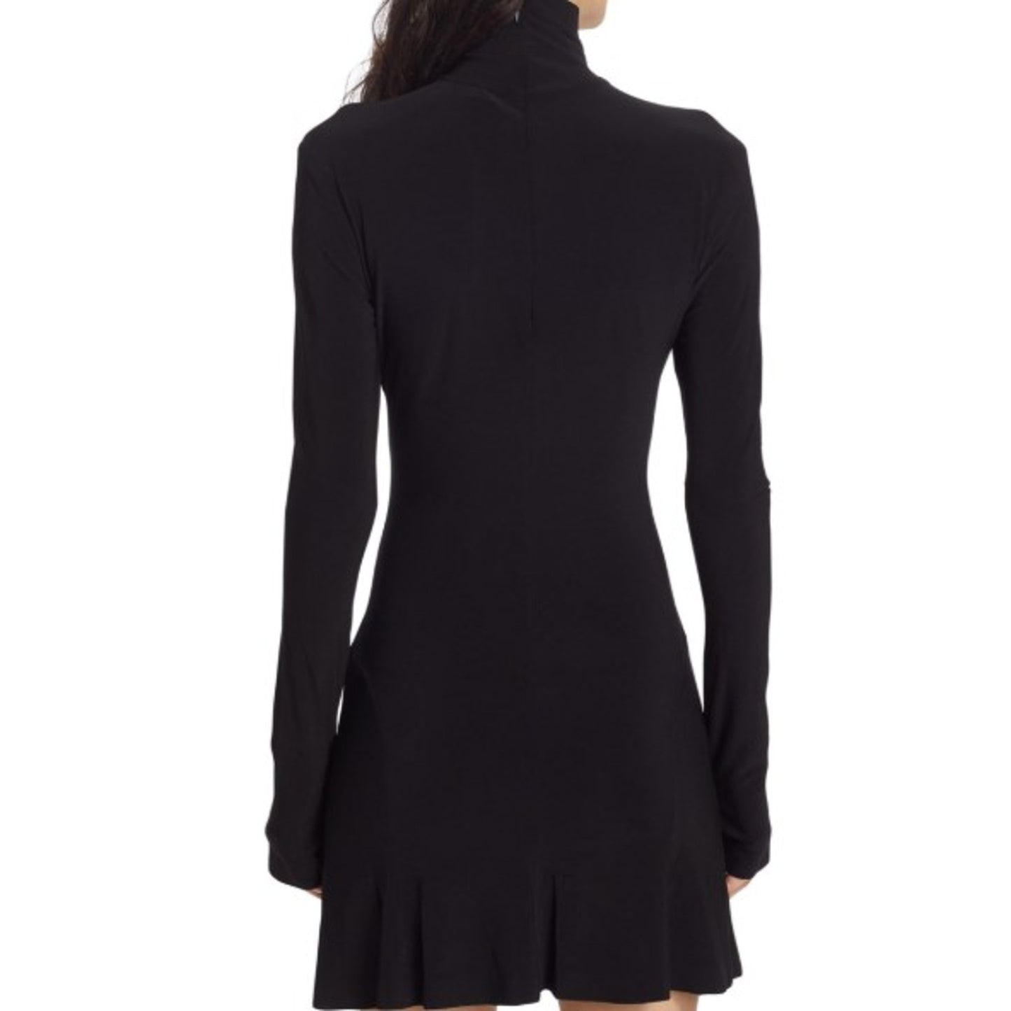 NORMA KAMALI Turtleneck Jersey Long-Sleeve Mini Dress Medium/38 Black NWOT
