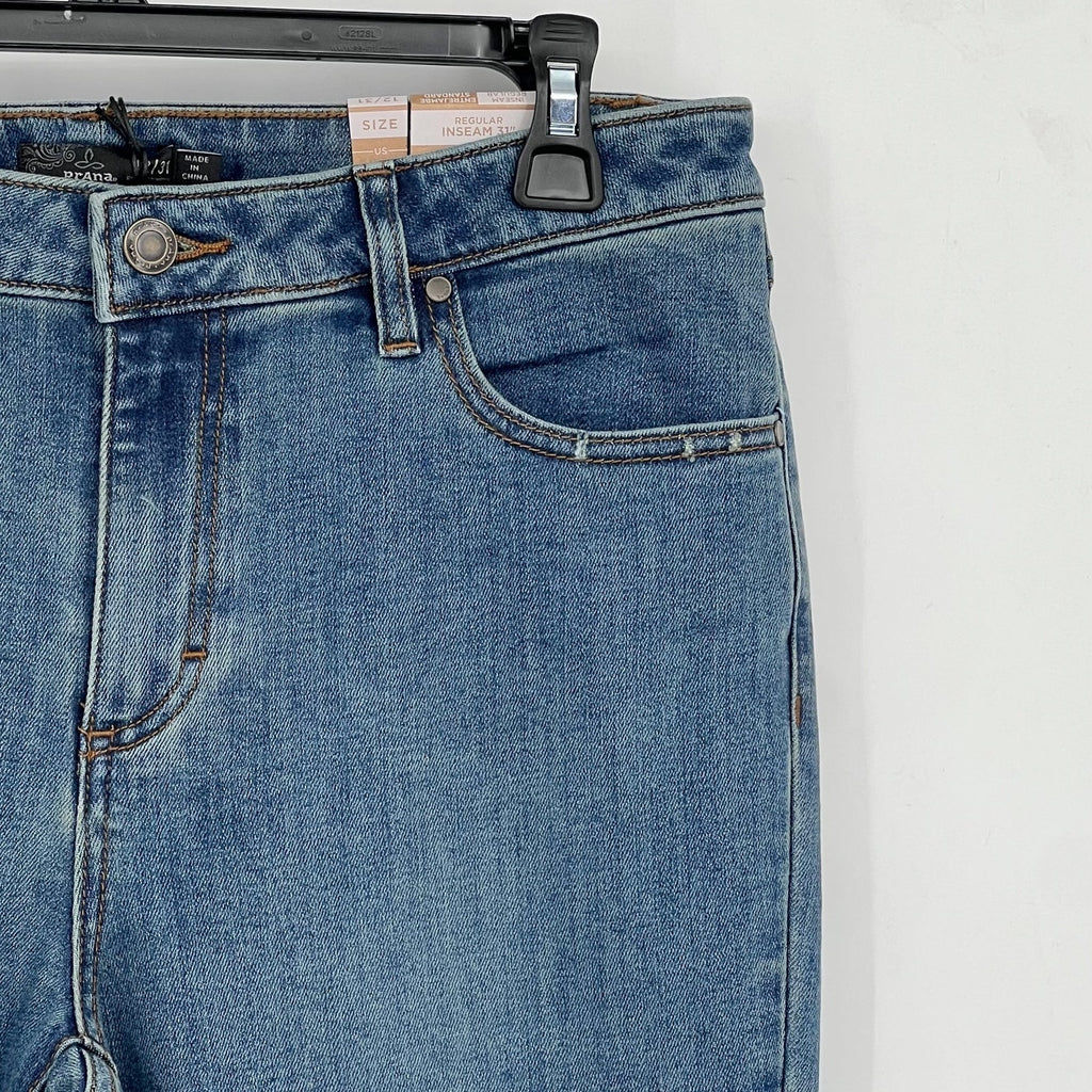 PRANA Womens Sienna Skinny Jeans Size 12 31x31 True Blue Stretch Mid Rise NWT