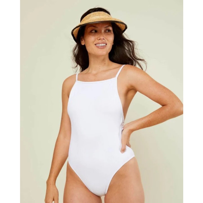 ANDIE SWIM Paloma One Piece Swimsuit XXL 18 Tall White Ribbed
