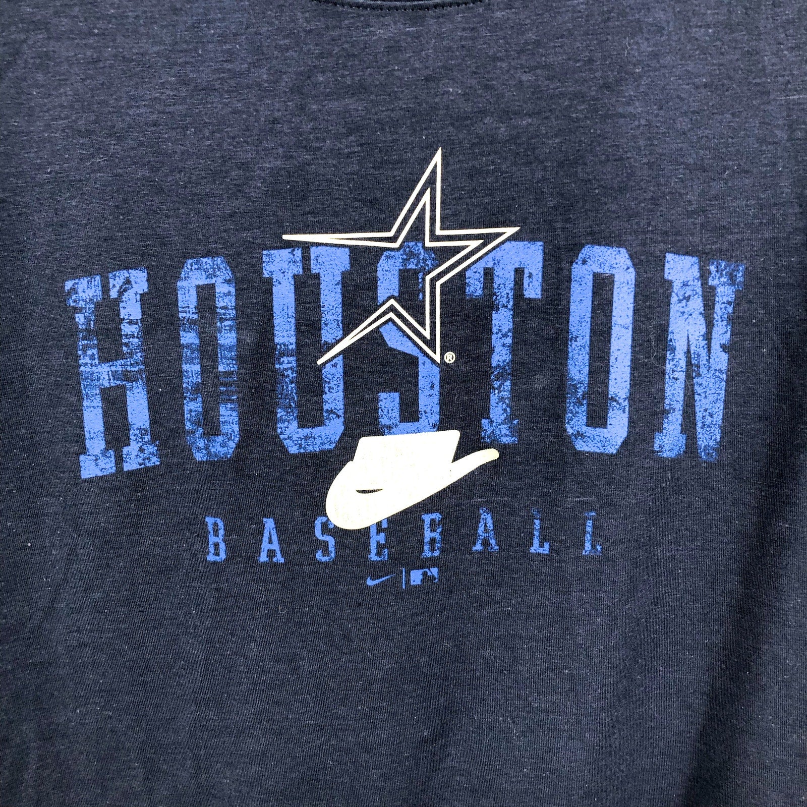 NIKE Women's MLB Houston Cooperstown Arch T-Shirt Large Navy Blue NWT NKMV-44B