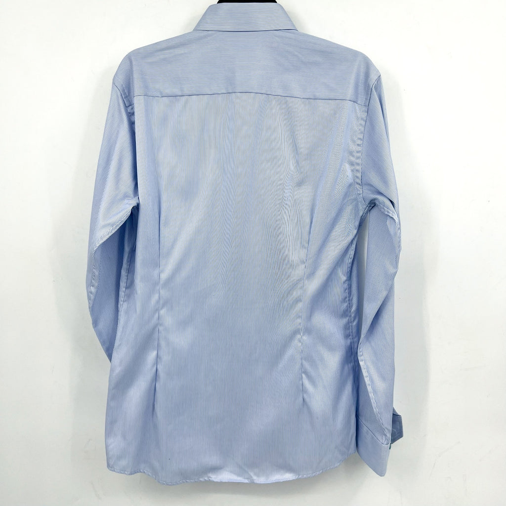 ETON Men's Slim Fit Poplin Thin Stripe Dress Shirt Size 39/15.5 Blue White NWOT