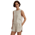 VARLEY Womens Shea Crop Tank Top Small Ivory Marl Crewneck Sleeveless Zipper NWT