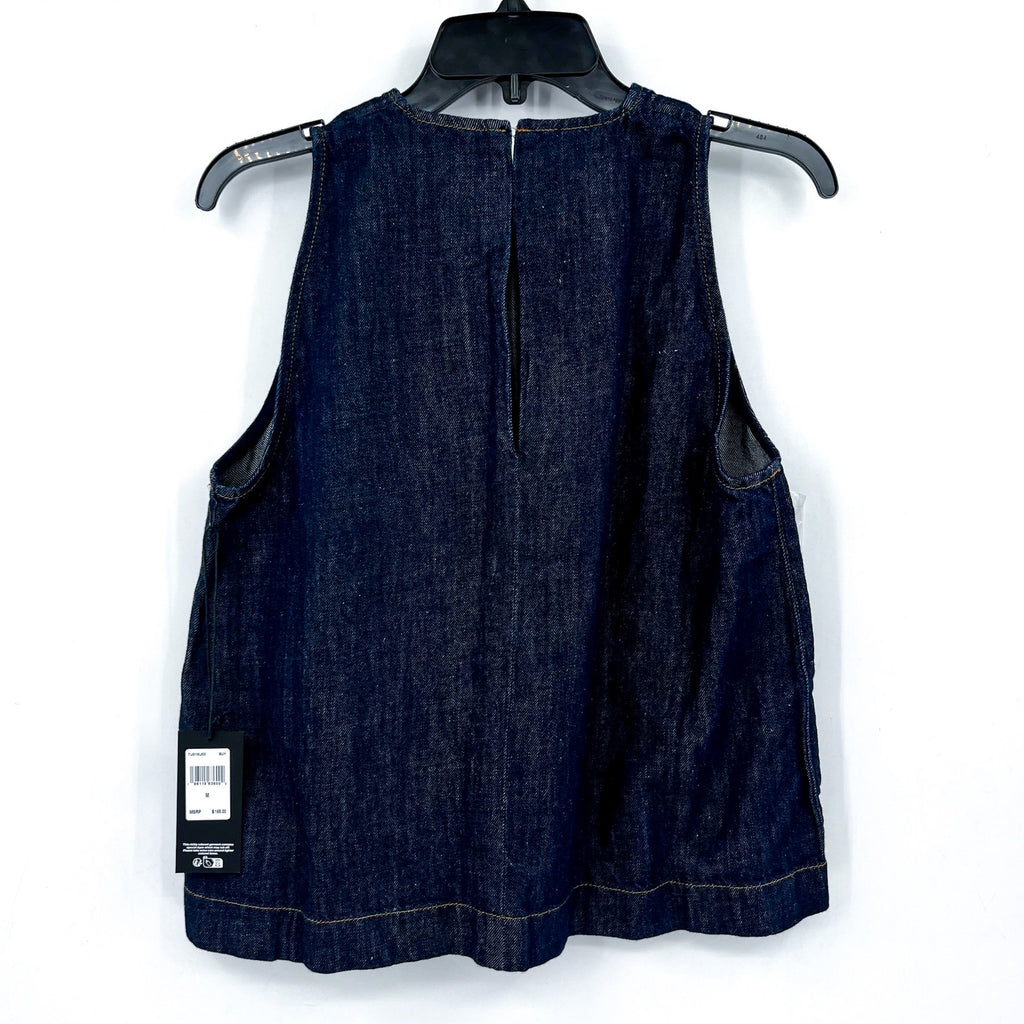 7 FOR ALL MANKIND Sleeveless Denim Top Medium Blueberry Cotton Linen NWT