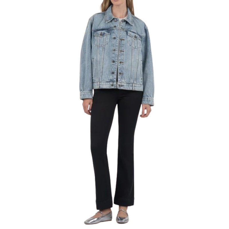 KUT FROM THE KLOTH Emmy Boyfriend Jean Jacket Large Medium Blue Relaxed Fit NWT