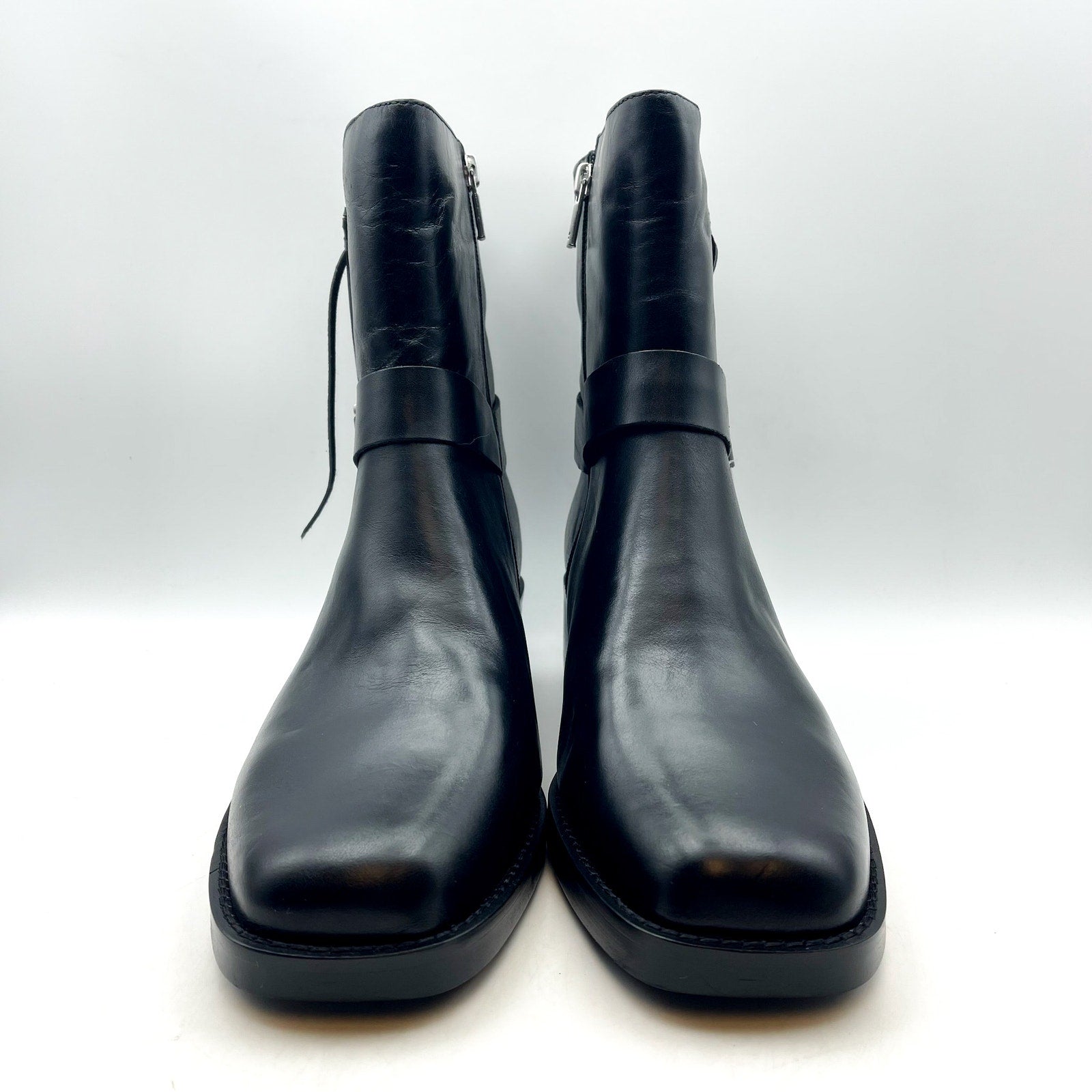 Lucky Brand Womens Kamany Ankle Boots US 11 Black Braided Leather Booties NWOB