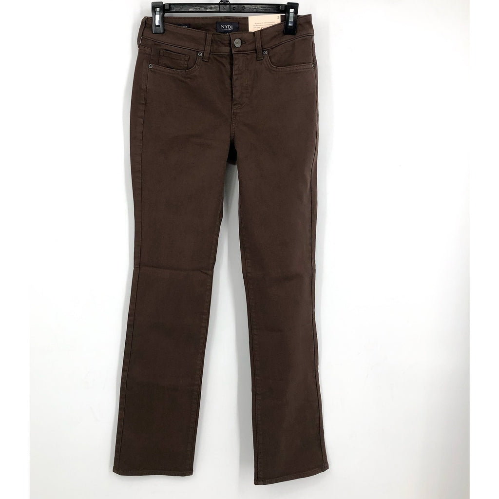 NYDJ Women's Marilyn Straight Jeans Size 2 Brown High Rise 32" Inseam NWT