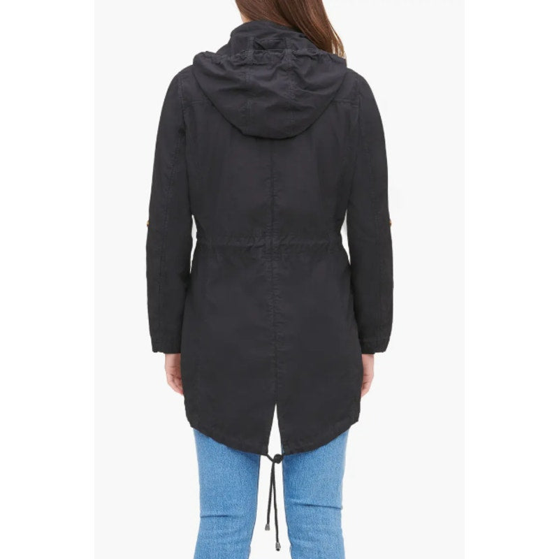 LEVI'S Womens Parachute Hooded Utility Jacket Large Black Drawstring Cotton NWOT