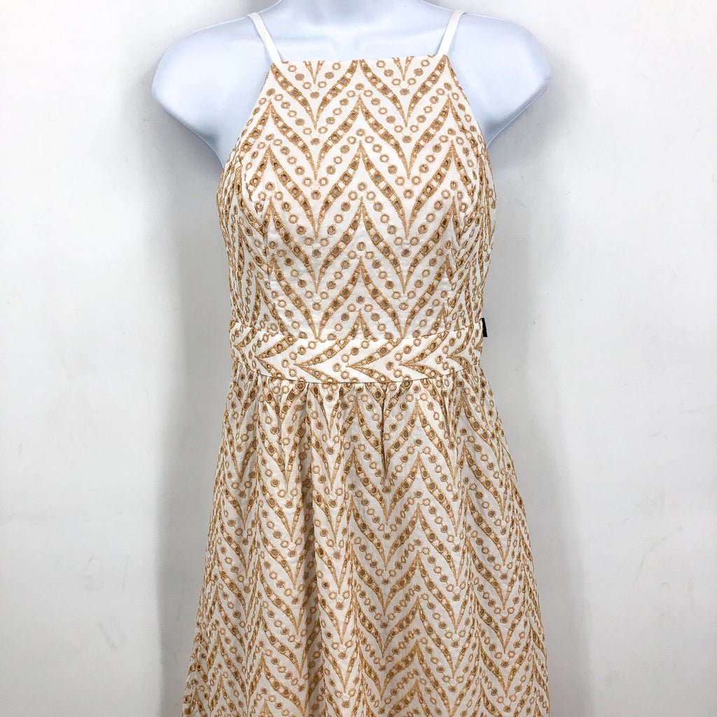 LILLY PULITZER Charlese Eyelet Halter Maxi Dress Sz 00 Tan White Sand Bar NWT
