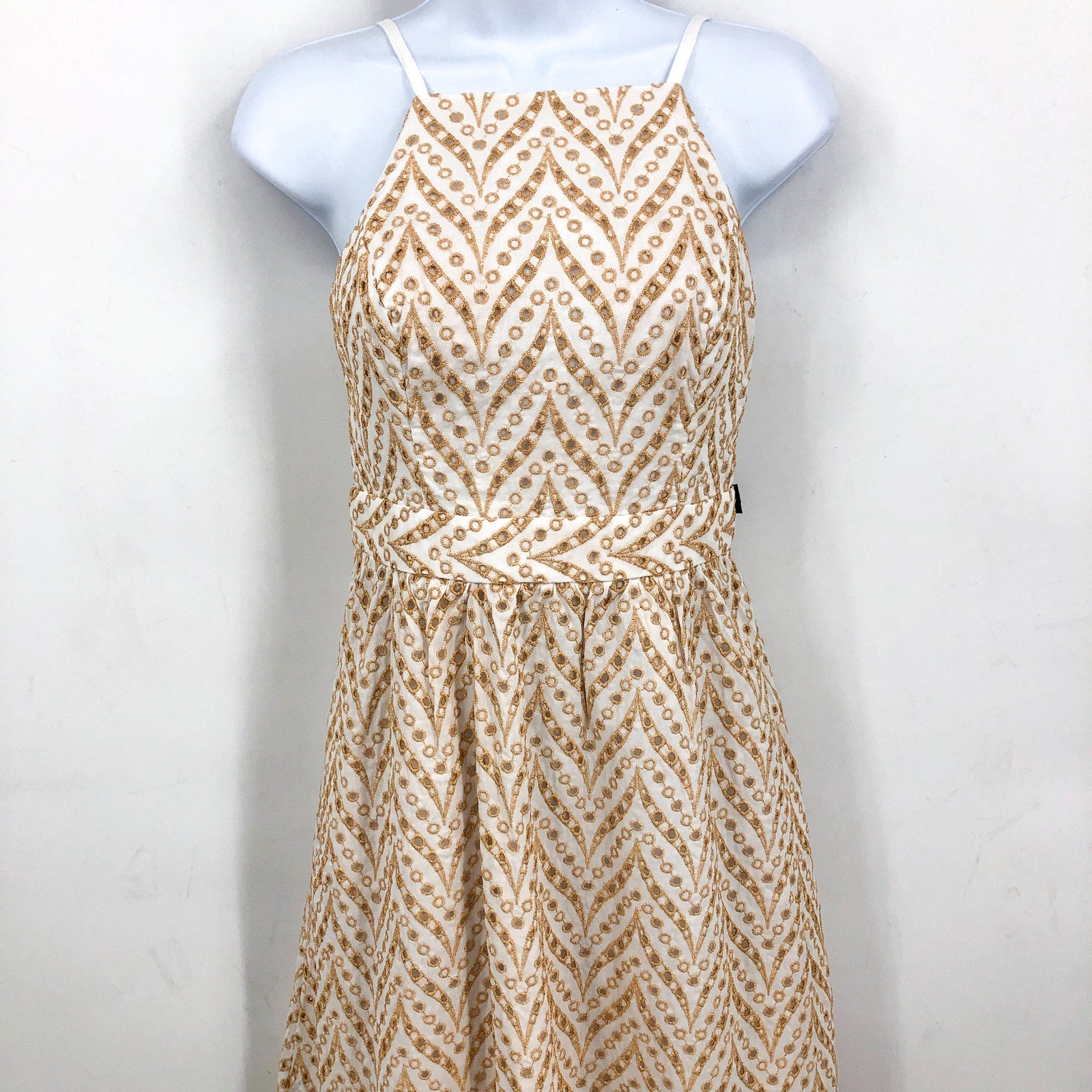 LILLY PULITZER Charlese Eyelet Halter Maxi Dress Sz 00 Tan White Sand Bar NWT
