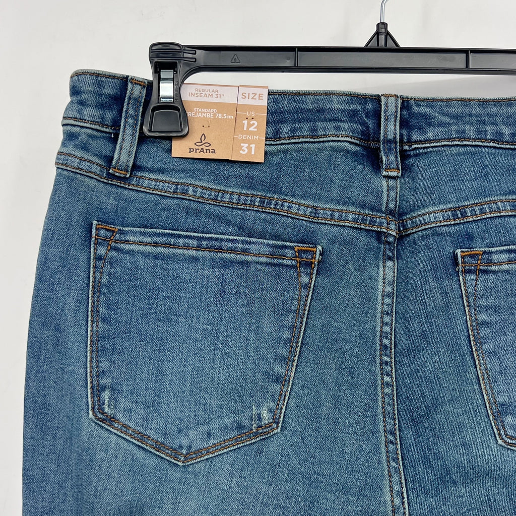 PRANA Womens Sienna Skinny Jeans Size 12 31x31 True Blue Stretch Mid Rise NWT