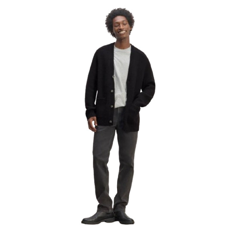 EVERLANE Men's The Cloud Relaxed Cardigan Sweater Medium Black Merino Wool NWT