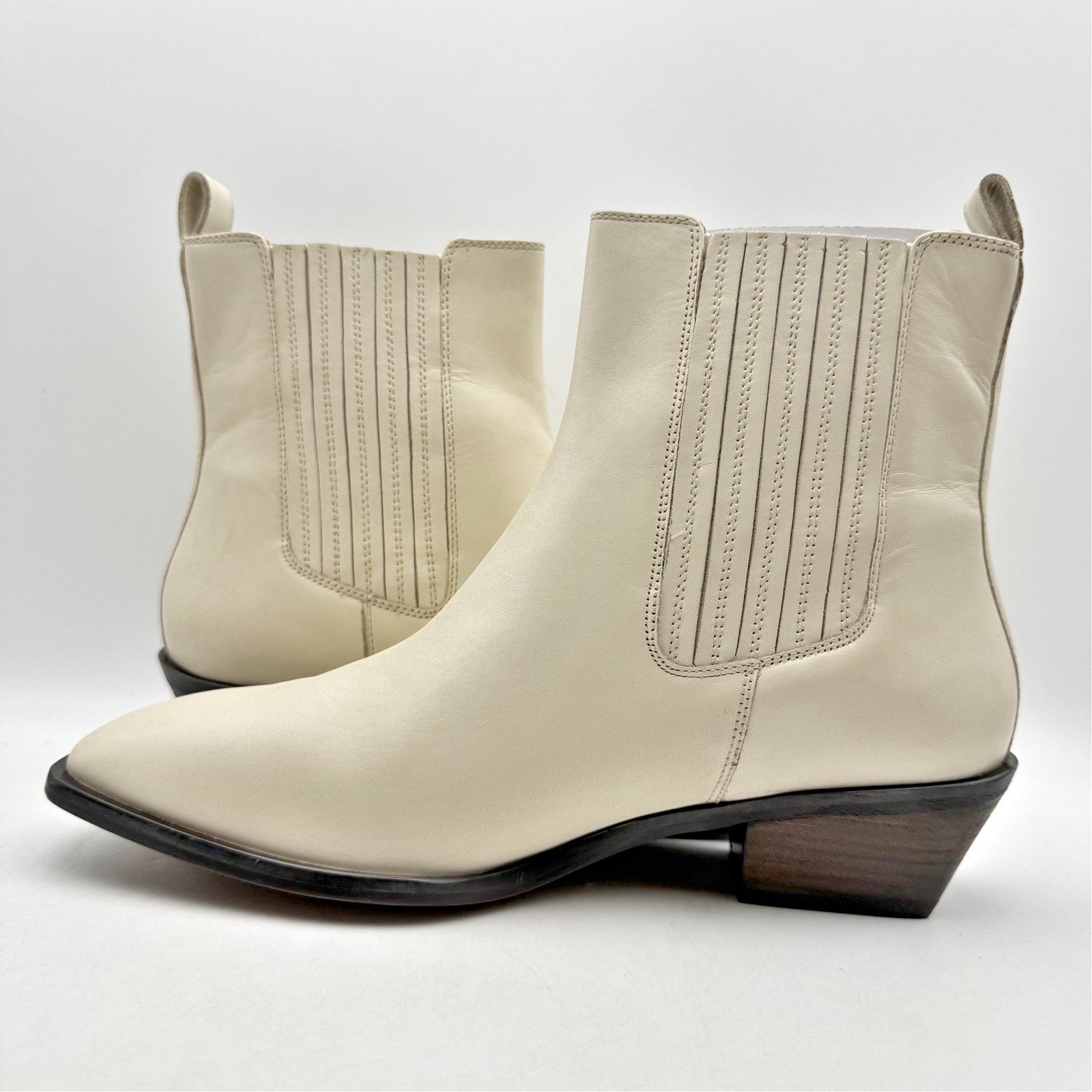 Seychelles Womens Hold Me Down Chelsea Ankle Boots Size 11 Cream Leather NWOB