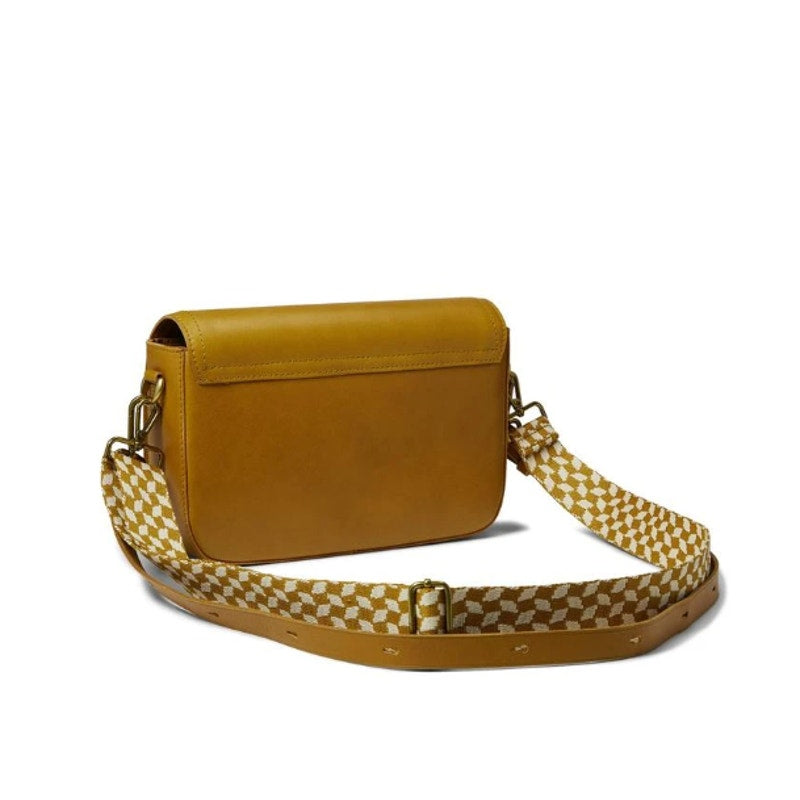 MADEWELL Women’s Transport Flap Shoulder Bag Gold Checkerboard Strap NJ034 NWT