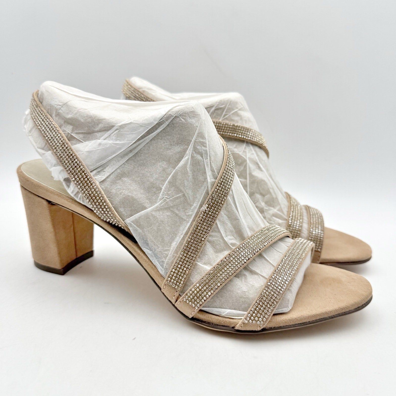 Naturalizer Womens Vanessa Heel US 8.5 M EU 38.5 Beige Suede Rhinestone NIB