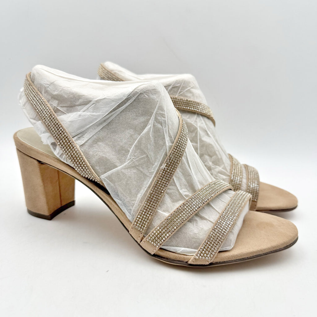 Naturalizer Womens Vanessa Heel US 8.5 M EU 38.5 Beige Suede Rhinestone NIB