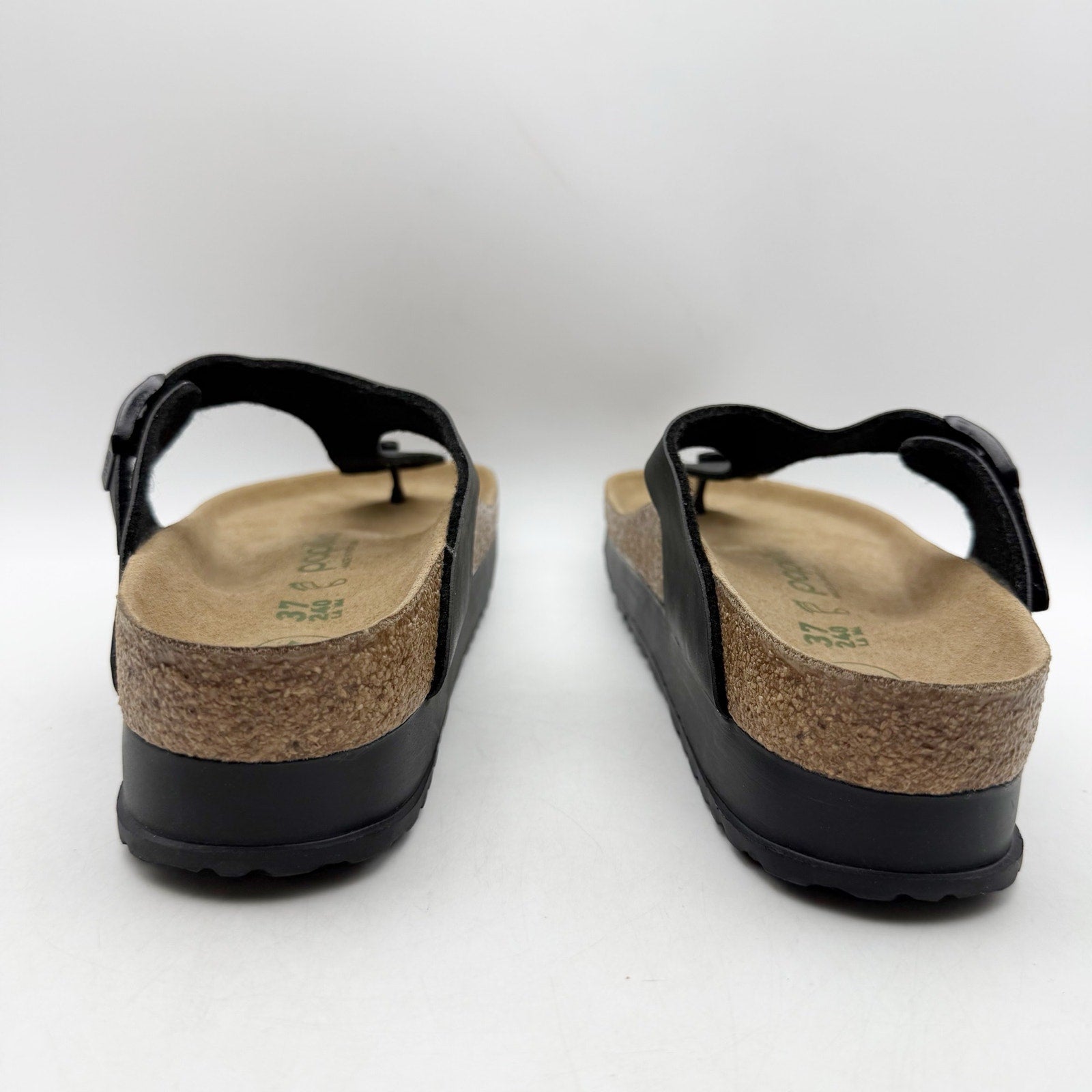 Birkenstock Papillio Womens Gizeh Platform Sandals EU 37 US 6 Black Leather NWOB