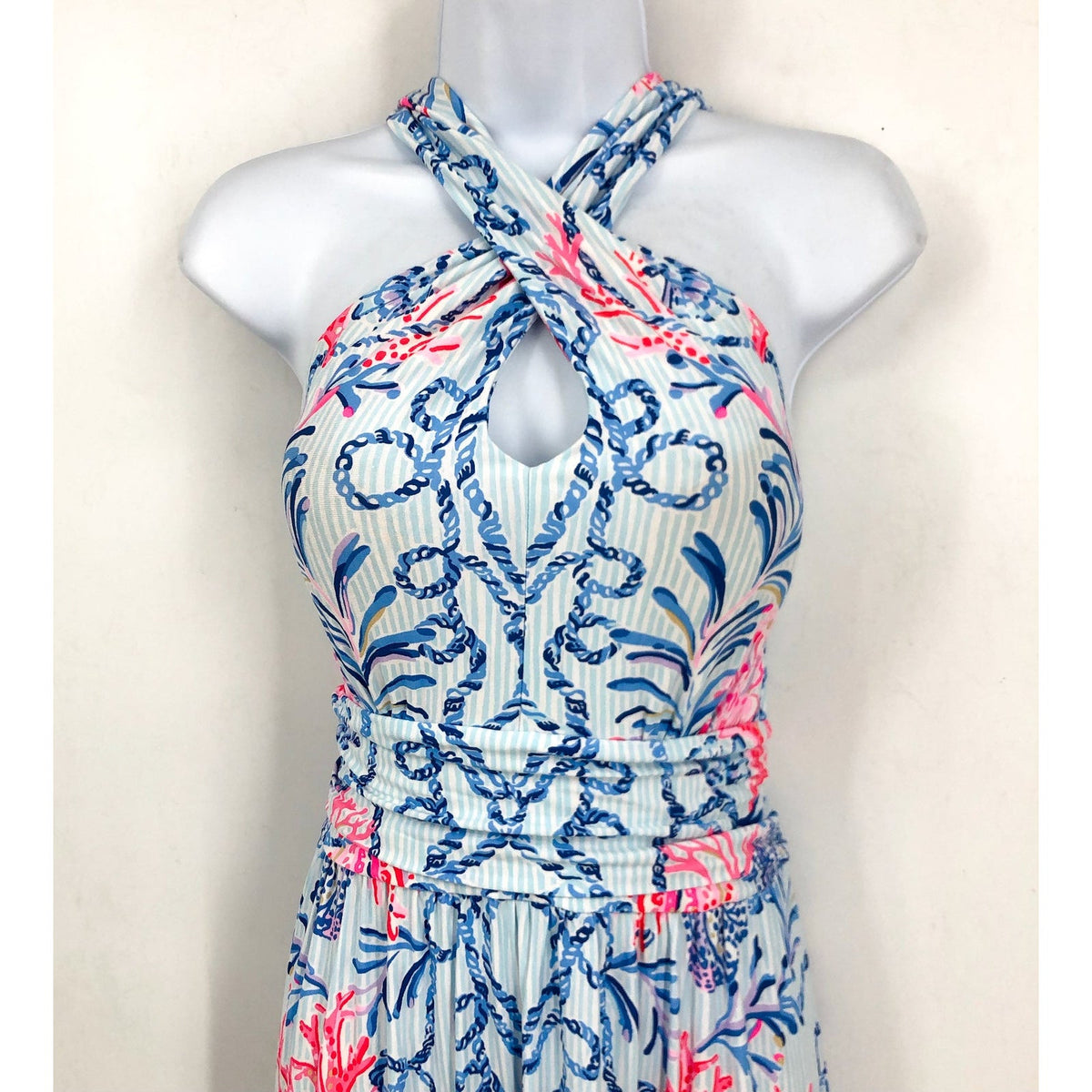 LILLY PULITZER Women's Montecito Halter Maxi Dress Large Multi Naut Today NWOT