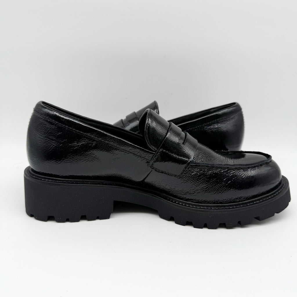 Vagabond Women Kenova Penny Loafers EU 40 US 10 Black Crinkle Leather NIB