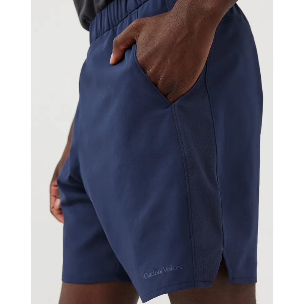 OUTDOOR VOICES Mens High Stride 7" Shorts XS Acai Purple Lightweight Pockets NWT