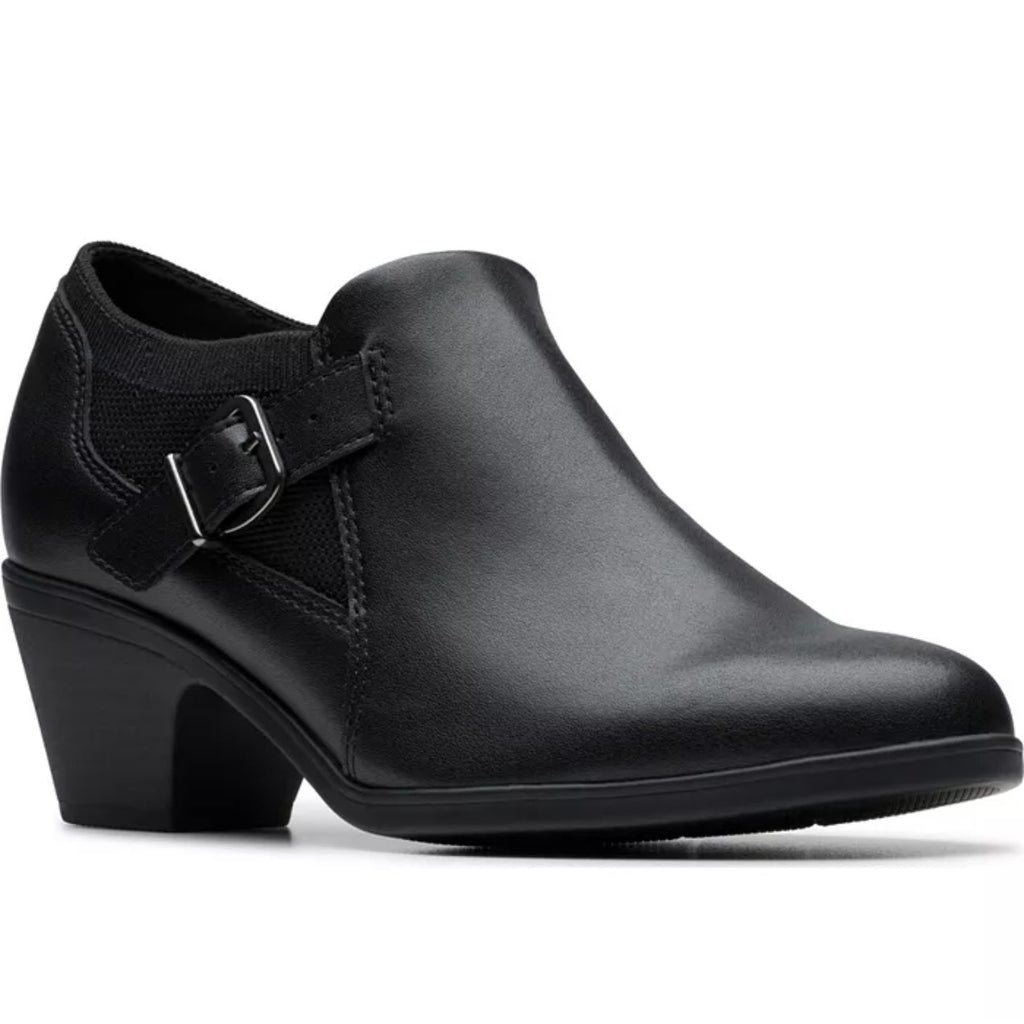 Clarks Women's Emily 2 Darcey Ankle Bootie Size 6 M Black Leather Round Toe NIB