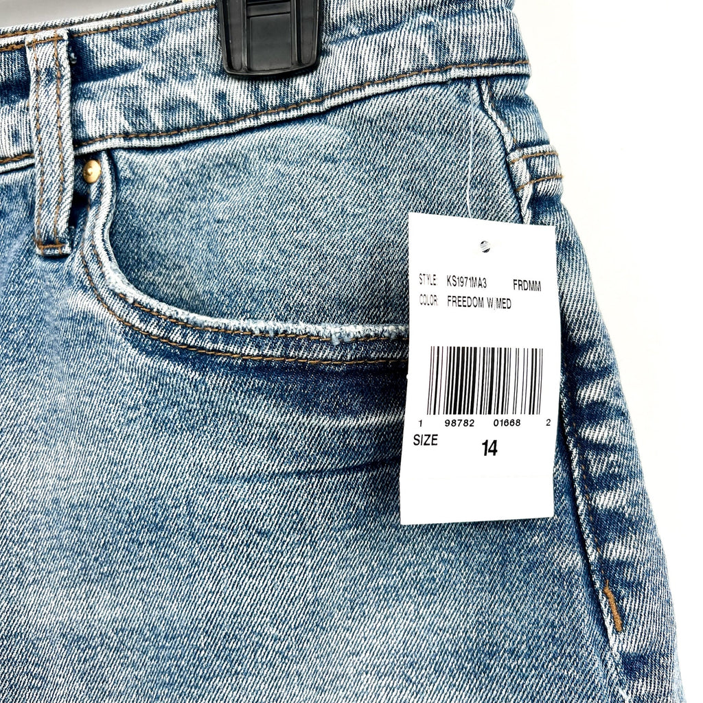 KUT FROM THE KLOTH Taylor Jean Shorts Size 14 Freedom Blue Raw Hem NWT