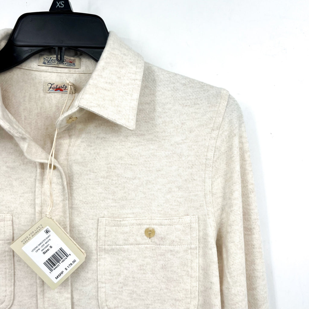 FAHERTY Men's Legend Sweater Shirt Small Off White Heather Long Sleeve NWT