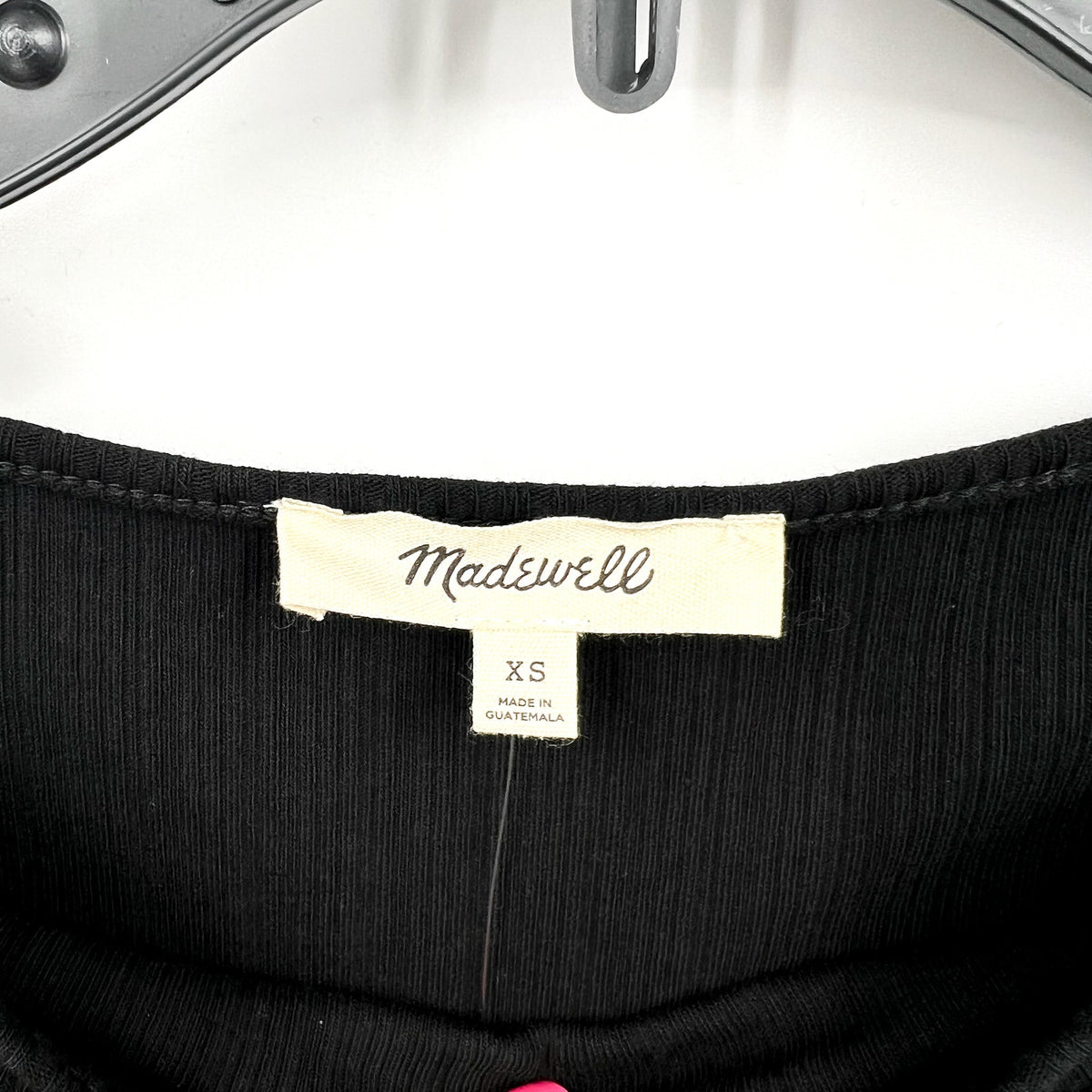 MADEWELL Women's Boat Neck Rib Top XS Jet BlackLong Sleeve NS805 NWT