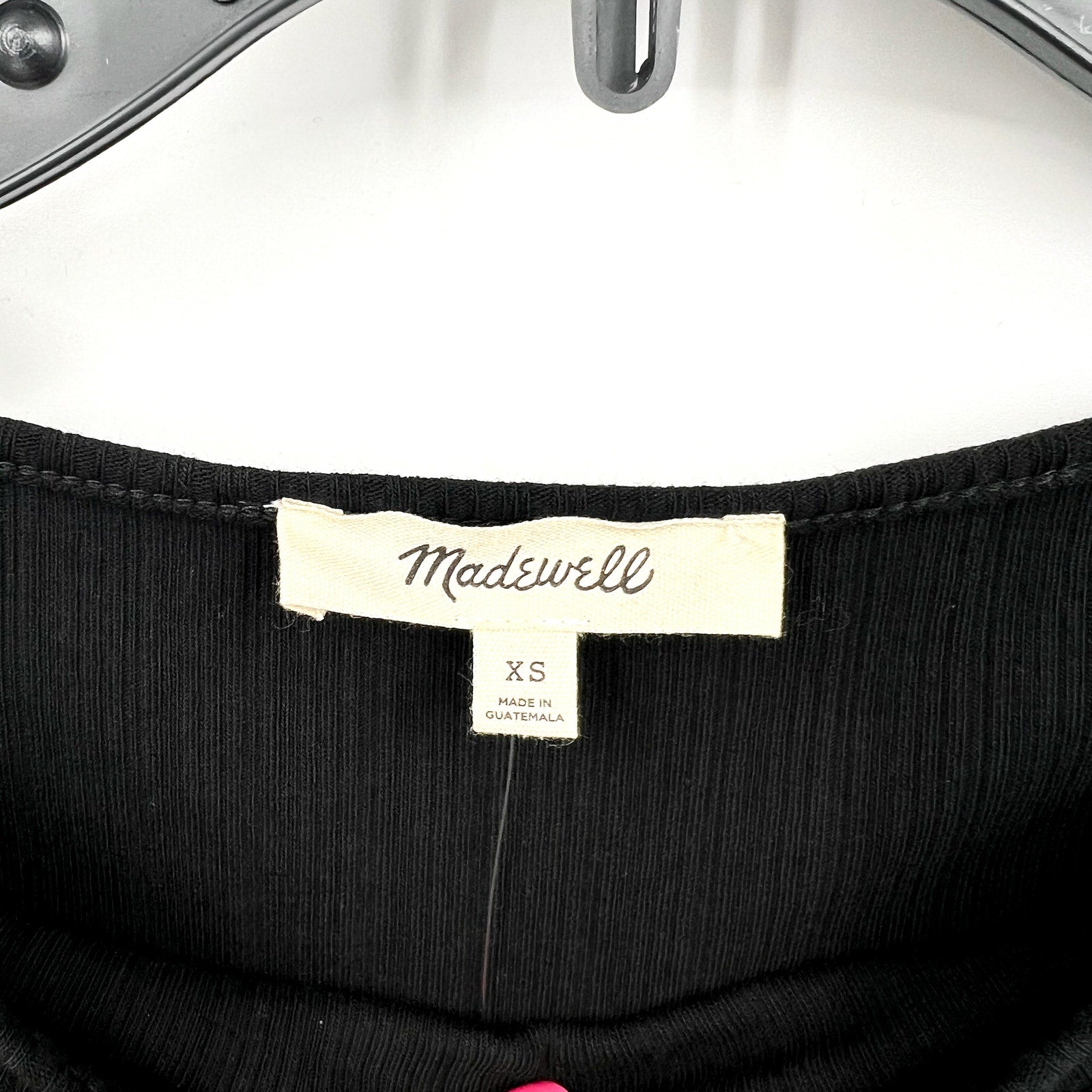 MADEWELL Women's Boat Neck Rib Top XS Jet BlackLong Sleeve NS805 NWT