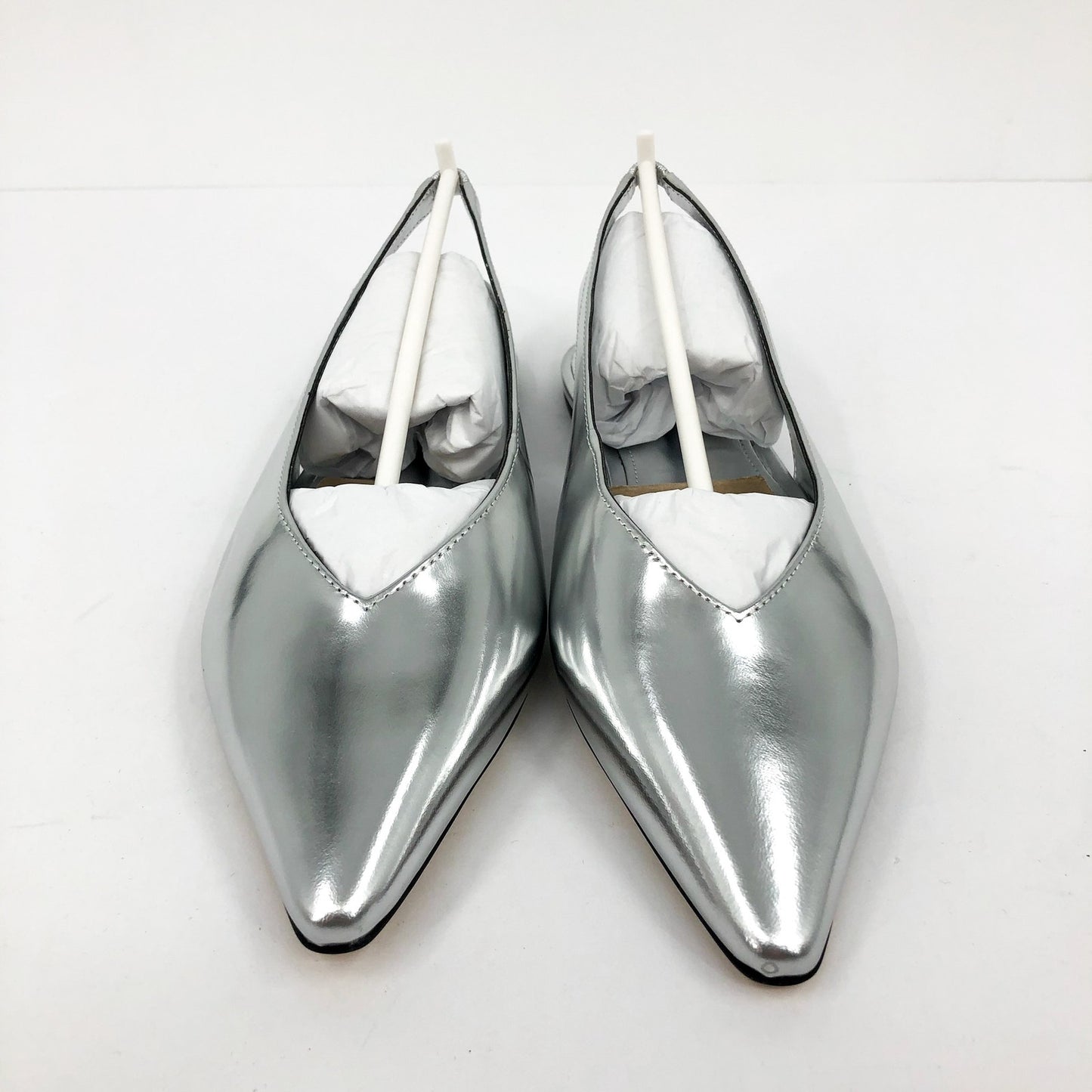 Marc Fisher Womens Graceful Slingback Flats US 7 M Silver Metallic Leather NWOB