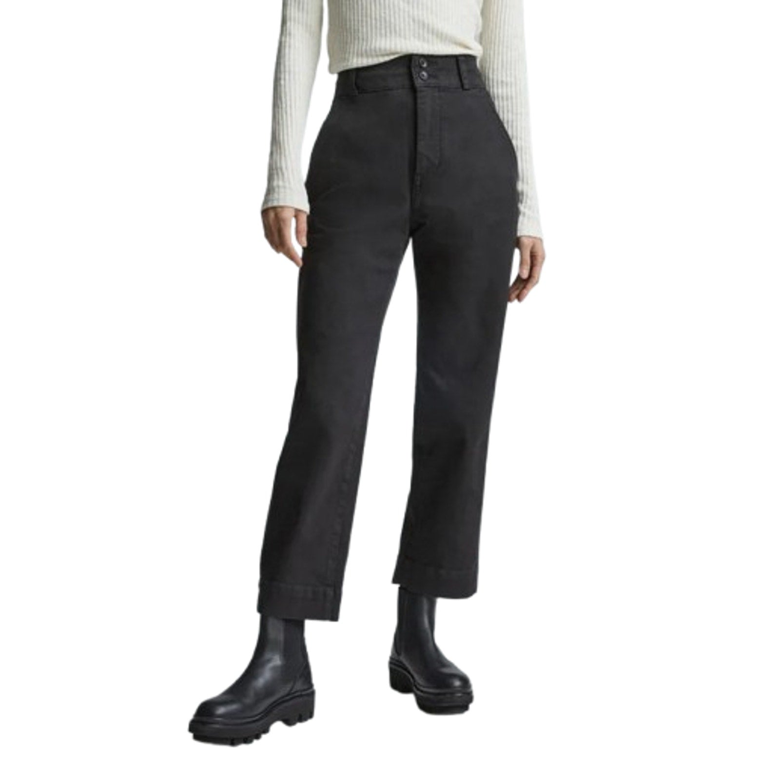 EVERLANE Women's The Organic Straight-Leg Pants Size 6 Black Utility Pockets NWT