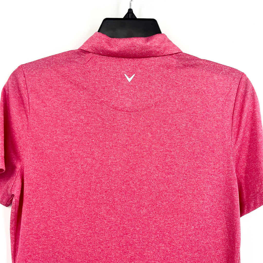 CALLAWAY Womens Golf Polo Shirt Medium Pink Quarter Zip Short Sleeve NWT