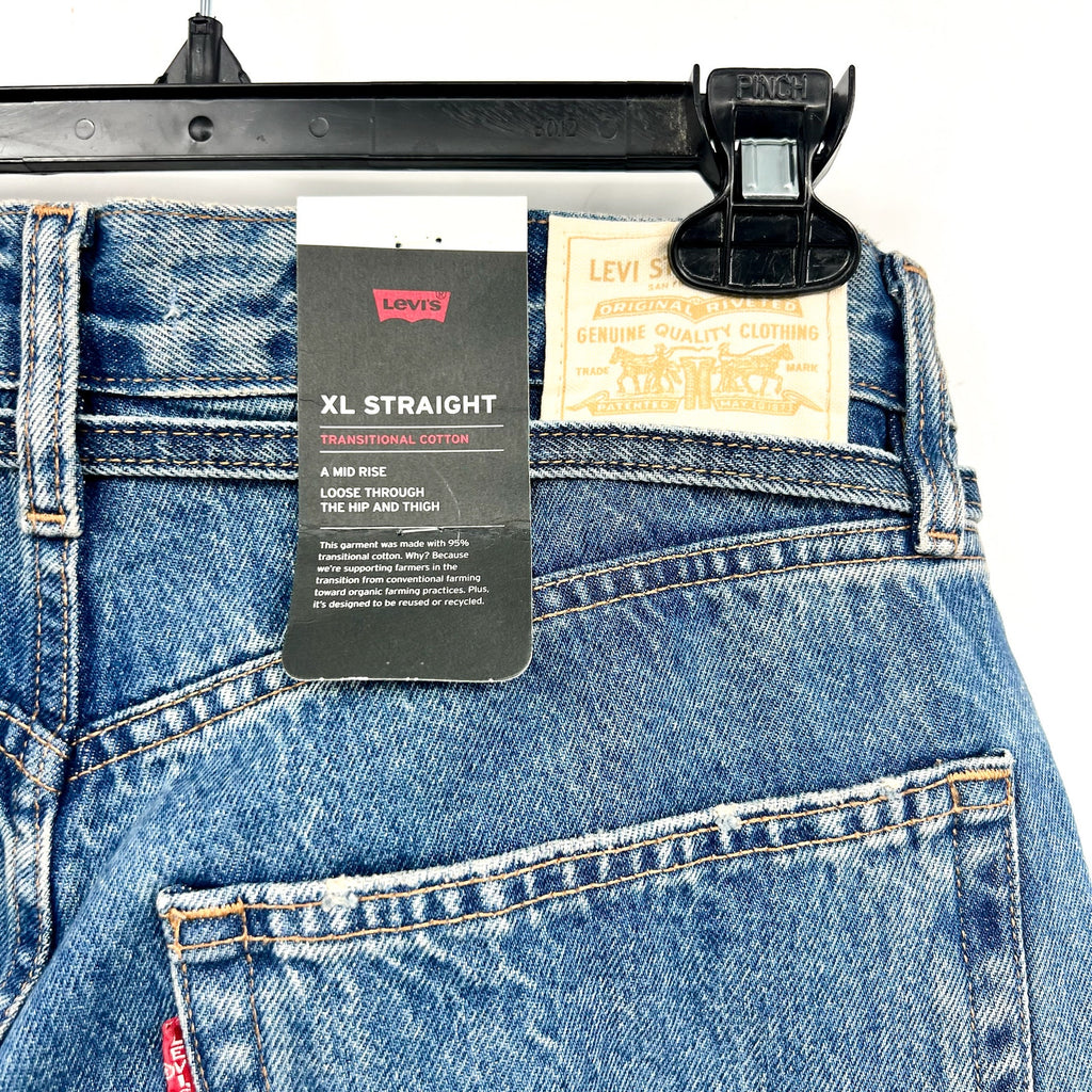 LEVI'S Womens XL Straight Jeans 29x31 US 8 Medium Blue Tie Waist A8701-0005 NWT