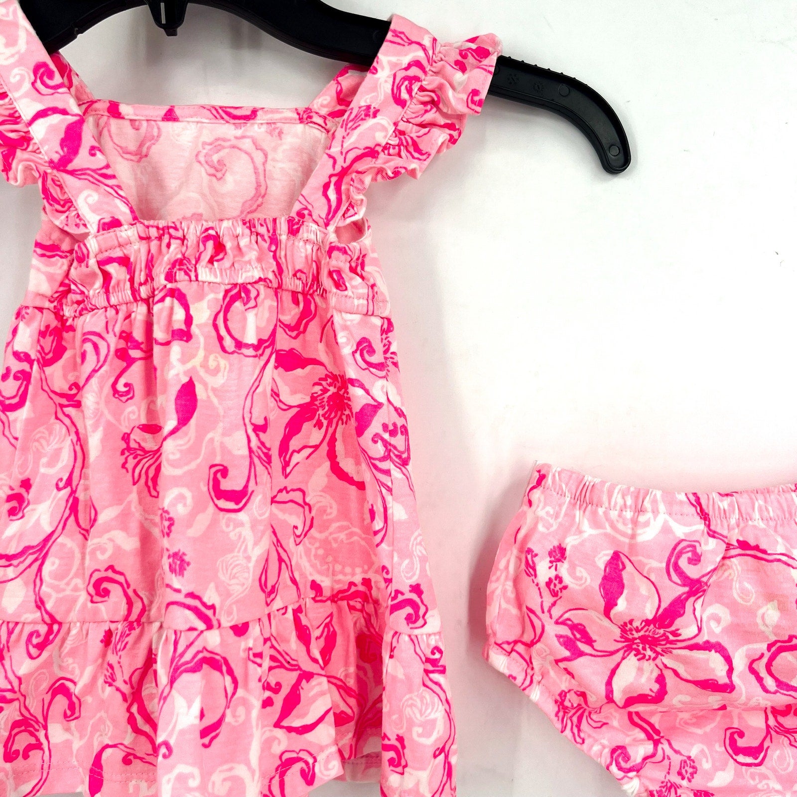 LILLY PULITZER Infant Charlize Dress 3-6M Conch Shell Pink Flamingle Garden NWOT