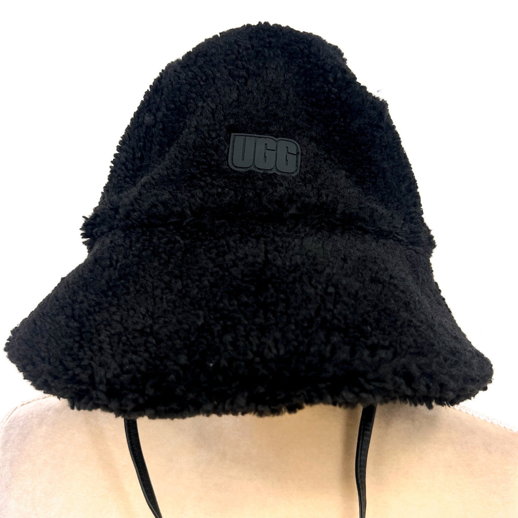 UGG Fluff Microfur Lined Bucket Hat Small Medium Black NWOT