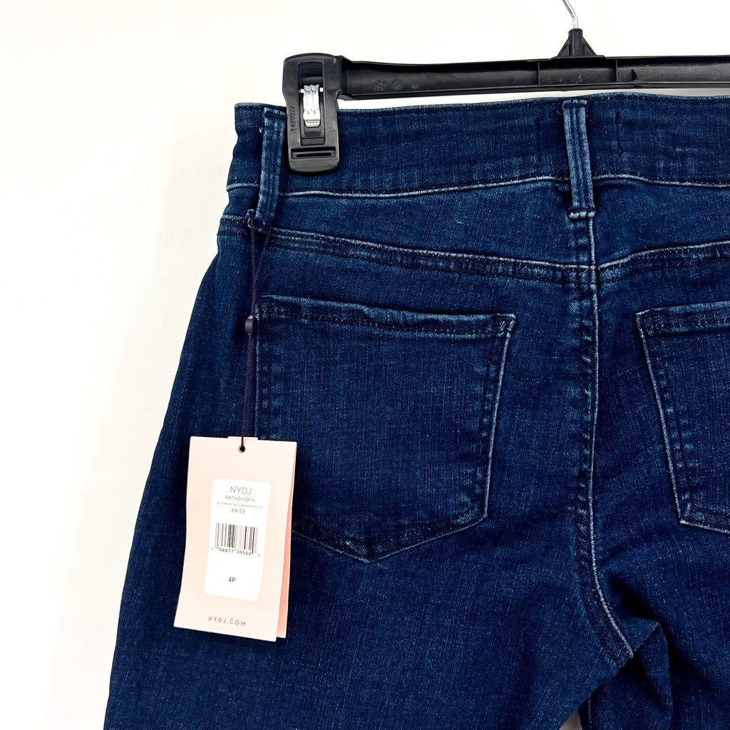 NYDJ Womens Ella Denim Shorts Size 4 PETITE Dark Blue Arise 8" Inseam NWT