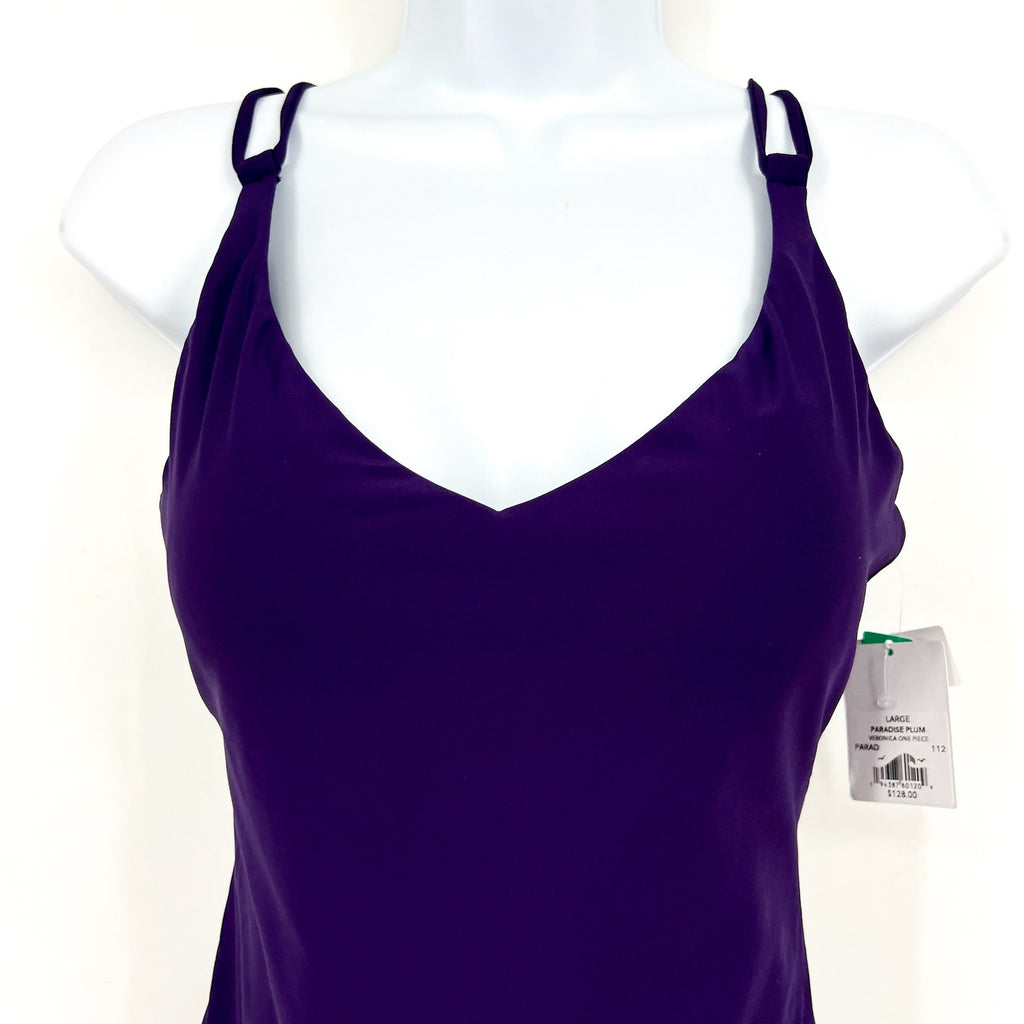 SUNSETS Women's Veronica One Piece Swimsuit Large Purple Plum Cross-Back NWT