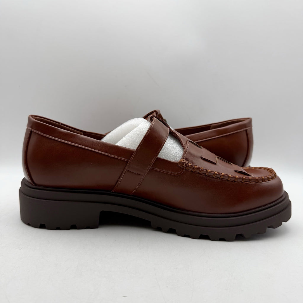 Bella Vita Womens Makell Lug Loafers US 11 WW Dark Tan Mary Jane NIB