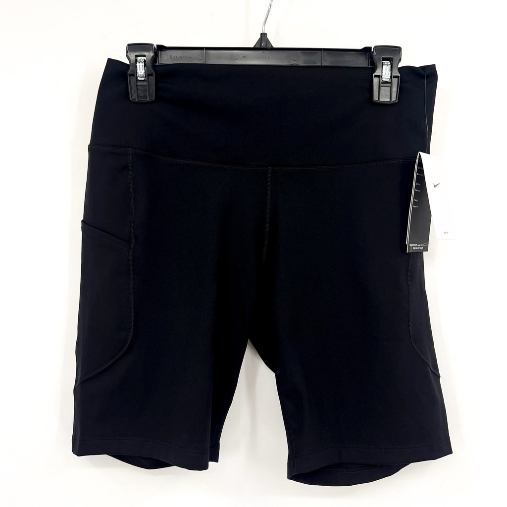 NIKE Women's Dri Fit One Biker Shorts XL Black High-Waist 8" Inseam Pockets NWT