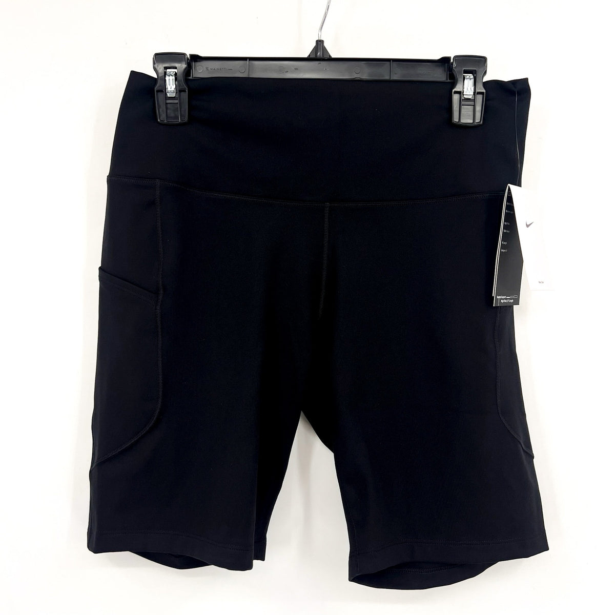 NIKE Women's Dri Fit One Biker Shorts XL Black High-Waist 8" Inseam Pockets NWT