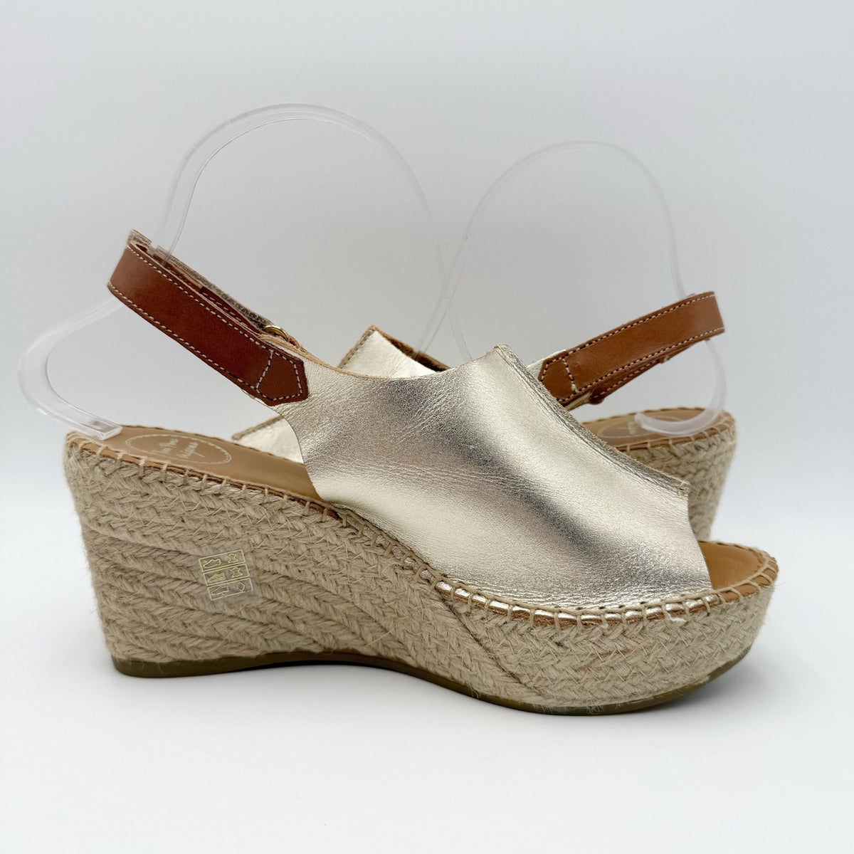 Toni Pons Womens Lugano Espadrille Wedge Sandals EU 39 US Size 8.5 Gold NWOB