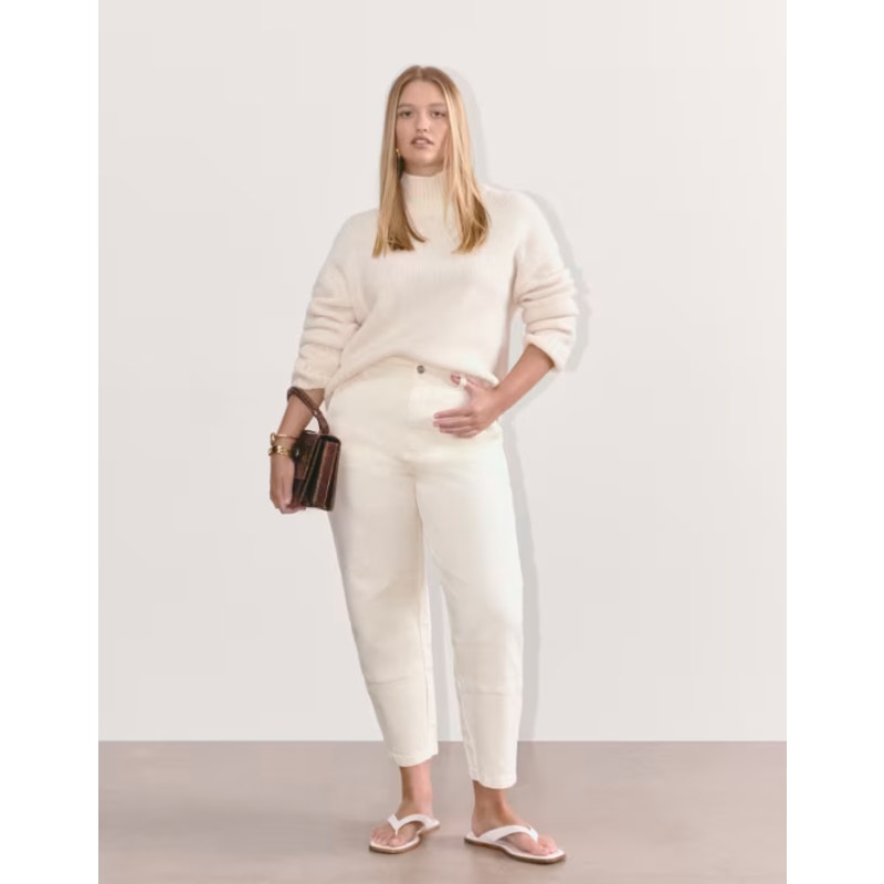 EVERLANE Women's Utility Barrel Pants Size 2 Cream Bone Stretch Twill NWOT