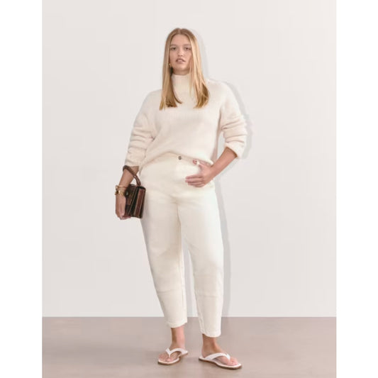 EVERLANE Women's Utility Barrel Pants Size 2 Cream Bone Stretch Twill NWOT