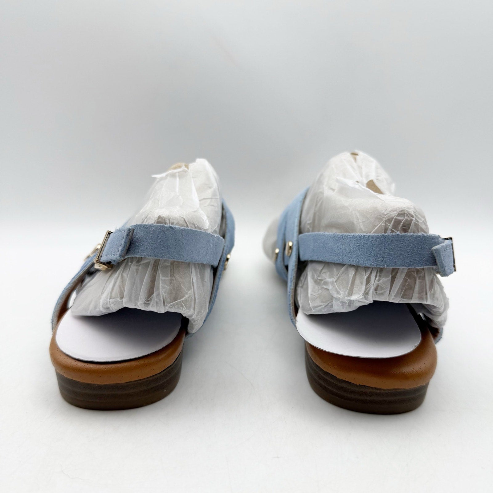 Franco Sarto Womens Gretchen Thong Sandals US 6.5 M Blue Suede Flats NWOB