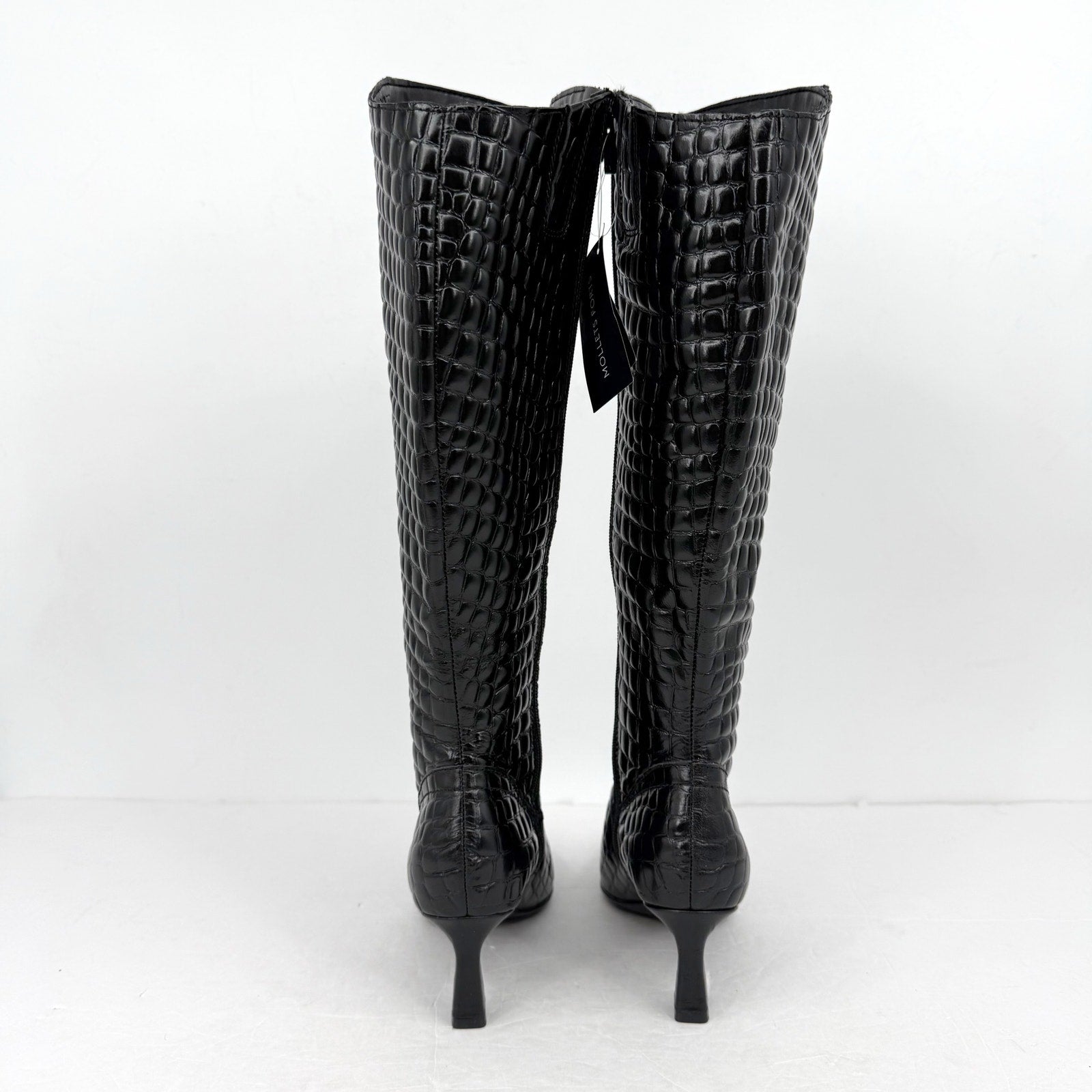 Naturalizer Womens Deesha Knee High Boot 6.5 M Wide Calf Black Croc Leather NWOB