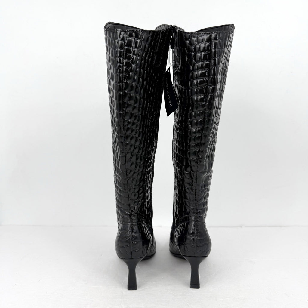 Naturalizer Womens Deesha Knee High Boot 6.5 M Wide Calf Black Croc Leather NWOB